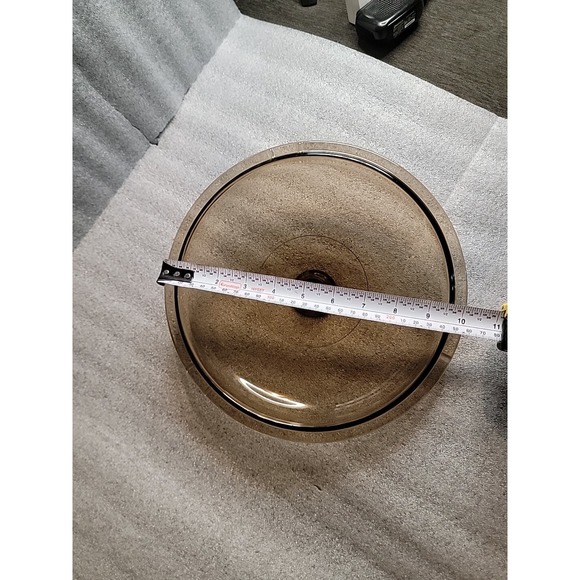 Pyrex‎ Visions Amber Glass Lid V 12 C Corning Round 10 1/4 Out 8 7/8 In - Picture 3 of 4